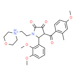ChemSpider 2D Image | 4-{2-[2-(2,3-Dimethoxyphenyl)-3-(4-methoxy-2-methylbenzoyl)-4,5-dioxo-1-pyrrolidinyl]ethyl}morpholin-4-ium | C27H33N2O7
