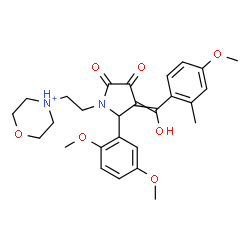 ChemSpider 2D Image | 4-(2-{2-(2,5-Dimethoxyphenyl)-3-[hydroxy(4-methoxy-2-methylphenyl)methylene]-4,5-dioxo-1-pyrrolidinyl}ethyl)morpholin-4-ium | C27H33N2O7