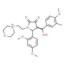 ChemSpider 2D Image | 4-(2-{2-(2,4-Dimethoxyphenyl)-3-[hydroxy(4-methoxy-3-methylphenyl)methylene]-4,5-dioxo-1-pyrrolidinyl}ethyl)morpholin-4-ium | C27H33N2O7