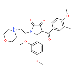 ChemSpider 2D Image | 4-{2-[2-(2,4-Dimethoxyphenyl)-3-(4-methoxy-3-methylbenzoyl)-4,5-dioxo-1-pyrrolidinyl]ethyl}morpholin-4-ium | C27H33N2O7