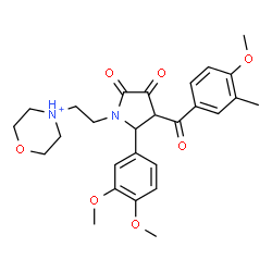 ChemSpider 2D Image | 4-{2-[2-(3,4-Dimethoxyphenyl)-3-(4-methoxy-3-methylbenzoyl)-4,5-dioxo-1-pyrrolidinyl]ethyl}morpholin-4-ium | C27H33N2O7