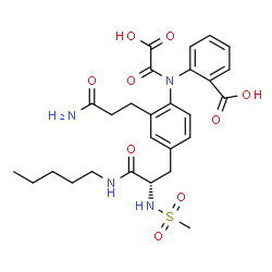 ChemSpider 2D Image | 2-[{2-(3-Amino-3-oxopropyl)-4-[(2S)-2-[(methylsulfonyl)amino]-3-oxo-3-(pentylamino)propyl]phenyl}(carboxycarbonyl)amino]benzoic acid | C27H34N4O9S