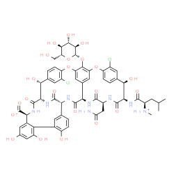 ChemSpider 2D Image | (3S,6R,7R,11R,23S,26S,30aS,36R,38aR)-44-(beta-D-Glucopyranosyloxy)-3-(carbamoylmethyl)-10,19-dichloro-2,3,4,5,6,7,23,25,26,36,37,38,38a-tetradecahydro-7,22,28,30,32-pentahydroxy-6-(N-methyl-D-leucyl)-2,5,24,38,39-pentaoxo-1H,22H-23,36-(epiminomethano)-8,11:18,21-dietheno-13,16:31,35-di(metheno)[1,6,9]oxadiazacyclohexadecino[4,5-m][10,2,16]benzoxadiazacyclotetracosine-26-carboxylic acid | C59H62Cl2N8O22