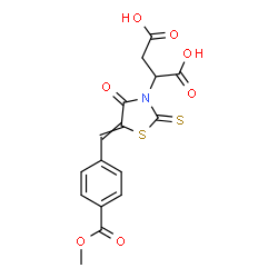 ChemSpider 2D Image | 2-{5-[4-(Methoxycarbonyl)benzylidene]-4-oxo-2-thioxo-1,3-thiazolidin-3-yl}succinic acid | C16H13NO7S2
