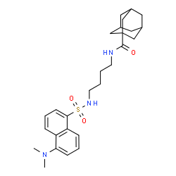 ChemSpider 2D Image | N-[4-({[5-(Dimethylamino)-1-naphthyl]sulfonyl}amino)butyl]-1-adamantanecarboxamide | C27H37N3O3S