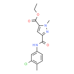 ChemSpider 2D Image | Ethyl 3-[(3-chloro-4-methylphenyl)carbamoyl]-1-methyl-1H-pyrazole-5-carboxylate | C15H16ClN3O3