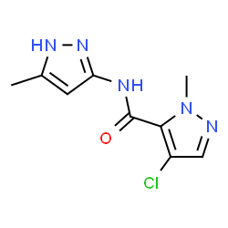 ChemSpider 2D Image | 4-Chloro-1-methyl-N-(5-methyl-1H-pyrazol-3-yl)-1H-pyrazole-5-carboxamide | C9H10ClN5O