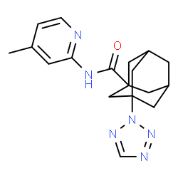 ChemSpider 2D Image | N-(4-Methyl-2-pyridinyl)-3-(2H-tetrazol-2-yl)-1-adamantanecarboxamide | C18H22N6O