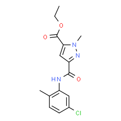 ChemSpider 2D Image | Ethyl 3-[(5-chloro-2-methylphenyl)carbamoyl]-1-methyl-1H-pyrazole-5-carboxylate | C15H16ClN3O3
