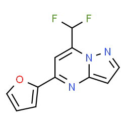 ChemSpider 2D Image | 7-(Difluoromethyl)-5-(2-furyl)pyrazolo[1,5-a]pyrimidine | C11H7F2N3O