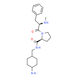 ChemSpider 2D Image | N-Methyl-D-phenylalanyl-N-[(4-aminocyclohexyl)methyl]-L-prolinamide | C22H34N4O2