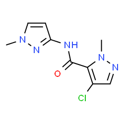 ChemSpider 2D Image | 4-Chloro-1-methyl-N-(1-methyl-1H-pyrazol-3-yl)-1H-pyrazole-5-carboxamide | C9H10ClN5O