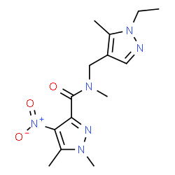 ChemSpider 2D Image | N-[(1-Ethyl-5-methyl-1H-pyrazol-4-yl)methyl]-N,1,5-trimethyl-4-nitro-1H-pyrazole-3-carboxamide | C14H20N6O3