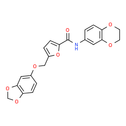 ChemSpider 2D Image | 5-[(1,3-Benzodioxol-5-yloxy)methyl]-N-(2,3-dihydro-1,4-benzodioxin-6-yl)-2-furamide | C21H17NO7