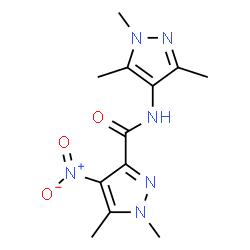 ChemSpider 2D Image | 1,5-Dimethyl-4-nitro-N-(1,3,5-trimethyl-1H-pyrazol-4-yl)-1H-pyrazole-3-carboxamide | C12H16N6O3