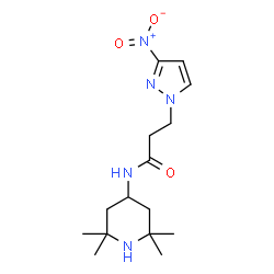 ChemSpider 2D Image | 3-(3-Nitro-1H-pyrazol-1-yl)-N-(2,2,6,6-tetramethyl-4-piperidinyl)propanamide | C15H25N5O3