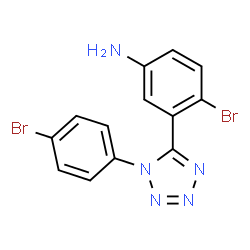 ChemSpider 2D Image | 4-Bromo-3-[1-(4-bromophenyl)-1H-tetrazol-5-yl]aniline | C13H9Br2N5