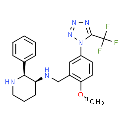 ChemSpider 2D Image | (2S,3S)-N-{2-[(~11~C)Methyloxy]-5-[5-(trifluoromethyl)-1H-tetrazol-1-yl]benzyl}-2-phenyl-3-piperidinamine | C2011CH23F3N6O