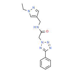 ChemSpider 2D Image | N-[(1-Ethyl-1H-pyrazol-4-yl)methyl]-2-(5-phenyl-2H-tetrazol-2-yl)acetamide | C15H17N7O
