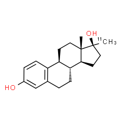 ChemSpider 2D Image | (17beta)-17-(~11~C)Methylestra-1,3,5(10)-triene-3,17-diol | C1811CH26O2