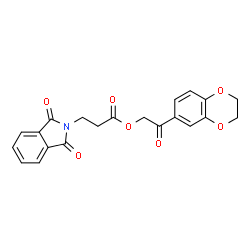 ChemSpider 2D Image | 2-(2,3-Dihydro-1,4-benzodioxin-6-yl)-2-oxoethyl 3-(1,3-dioxo-1,3-dihydro-2H-isoindol-2-yl)propanoate | C21H17NO7