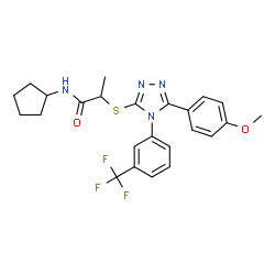 ChemSpider 2D Image | N-Cyclopentyl-2-({5-(4-methoxyphenyl)-4-[3-(trifluoromethyl)phenyl]-4H-1,2,4-triazol-3-yl}sulfanyl)propanamide | C24H25F3N4O2S