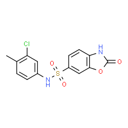 ChemSpider 2D Image | N-(3-Chloro-4-methylphenyl)-2-oxo-2,3-dihydro-1,3-benzoxazole-6-sulfonamide | C14H11ClN2O4S