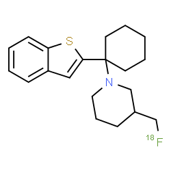 ChemSpider 2D Image | 1-[1-(1-Benzothiophen-2-yl)cyclohexyl]-3-[(~18~F)fluoromethyl]piperidine | C20H2618FNS