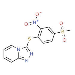 ChemSpider 2D Image | 3-{[4-(Methylsulfonyl)-2-nitrophenyl]sulfanyl}[1,2,4]triazolo[4,3-a]pyridine | C13H10N4O4S2