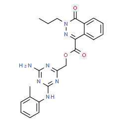 ChemSpider 2D Image | {4-Amino-6-[(2-methylphenyl)amino]-1,3,5-triazin-2-yl}methyl 4-oxo-3-propyl-3,4-dihydro-1-phthalazinecarboxylate | C23H23N7O3