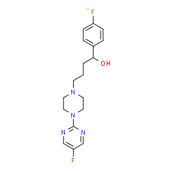 ChemSpider 2D Image | 1-[4-(~18~F)Fluorophenyl]-4-[4-(5-fluoro-2-pyrimidinyl)-1-piperazinyl]-1-butanol | C18H22F18FN4O