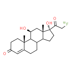 ChemSpider 2D Image | (8xi,9xi,11beta,14xi)-21-(~18~F)Fluoro-11,17-dihydroxypregn-4-ene-3,20-dione | C21H2918FO4