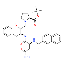ChemSpider 2D Image | 2-Methyl-2-propanyl 1-[(2R,3S)-2-hydroxy-3-{[N~2~-(2-naphthoyl)-L-asparaginyl]amino}-4-phenylbutyl]-L-prolinate | C34H42N4O6