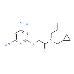 ChemSpider 2D Image | N-(Cyclopropylmethyl)-2-[(4,6-diamino-2-pyrimidinyl)sulfanyl]-N-propylacetamide | C13H21N5OS