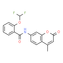 ChemSpider 2D Image | 2-(Difluoromethoxy)-N-(4-methyl-2-oxo-2H-chromen-7-yl)benzamide | C18H13F2NO4