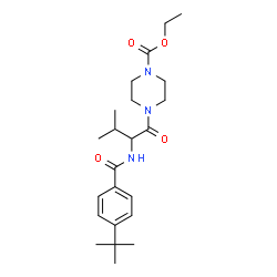 ChemSpider 2D Image | Ethyl 4-{N-[4-(2-methyl-2-propanyl)benzoyl]valyl}-1-piperazinecarboxylate | C23H35N3O4