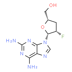 ChemSpider 2D Image | 9-(2,3-dideoxy-2-fluoro-beta-threo-pentofuranosyl)-2,6-diaminopurine | C10H13FN6O2