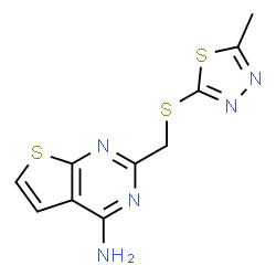 ChemSpider 2D Image | 2-{[(5-Methyl-1,3,4-thiadiazol-2-yl)sulfanyl]methyl}thieno[2,3-d]pyrimidin-4-amine | C10H9N5S3