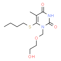 ChemSpider 2D Image | 6-Butylthio-1-((2-hydroxyethoxy)methyl)thymine | C12H20N2O4S