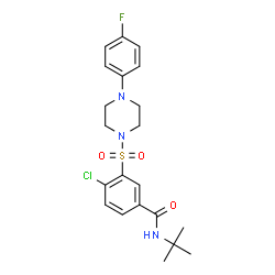 ChemSpider 2D Image | 4-Chloro-3-{[4-(4-fluorophenyl)-1-piperazinyl]sulfonyl}-N-(2-methyl-2-propanyl)benzamide | C21H25ClFN3O3S