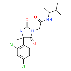 ChemSpider 2D Image | 2-[4-(2,4-Dichlorophenyl)-4-methyl-2,5-dioxo-1-imidazolidinyl]-N-(3-methyl-2-butanyl)acetamide | C17H21Cl2N3O3