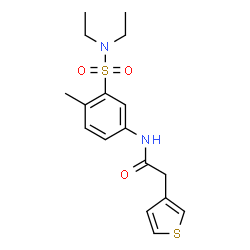 ChemSpider 2D Image | N-[3-(Diethylsulfamoyl)-4-methylphenyl]-2-(3-thienyl)acetamide | C17H22N2O3S2