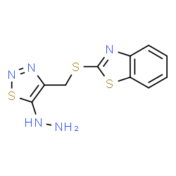 ChemSpider 2D Image | 2-{[(5-Hydrazino-1,2,3-thiadiazol-4-yl)methyl]sulfanyl}-1,3-benzothiazole | C10H9N5S3