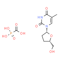 ChemSpider 2D Image | Dihydroxyphosphinecarboxylic acid oxide - 1-[(2R,5S)-5-(hydroxymethyl)tetrahydro-2-furanyl]-5-methyl-2,4(1H,3H)-pyrimidinedione (1:1) | C11H17N2O9P