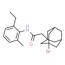 ChemSpider 2D Image | 2-(3-Bromoadamantan-1-yl)-N-(2-ethyl-6-methylphenyl)acetamide | C21H28BrNO