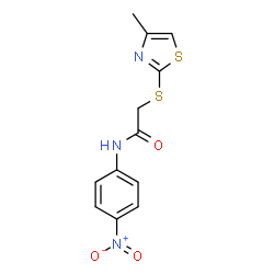 ChemSpider 2D Image | 2-[(4-Methyl-1,3-thiazol-2-yl)sulfanyl]-N-(4-nitrophenyl)acetamide | C12H11N3O3S2