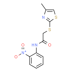 ChemSpider 2D Image | 2-[(4-Methyl-1,3-thiazol-2-yl)sulfanyl]-N-(2-nitrophenyl)acetamide | C12H11N3O3S2