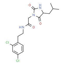 ChemSpider 2D Image | N-[2-(2,4-Dichlorophenyl)ethyl]-2-(4-isobutyl-2,5-dioxo-1-imidazolidinyl)acetamide | C17H21Cl2N3O3