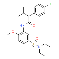 ChemSpider 2D Image | 2-(4-Chlorophenyl)-N-[5-(diethylsulfamoyl)-2-methoxyphenyl]-3-methylbutanamide | C22H29ClN2O4S