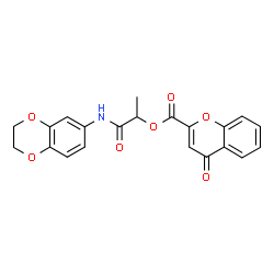 ChemSpider 2D Image | 1-(2,3-Dihydro-1,4-benzodioxin-6-ylamino)-1-oxo-2-propanyl 4-oxo-4H-chromene-2-carboxylate | C21H17NO7